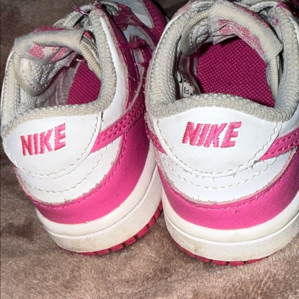 Nike Dunk Low Baby/Toddler Sneakers in Pink and White 5C
